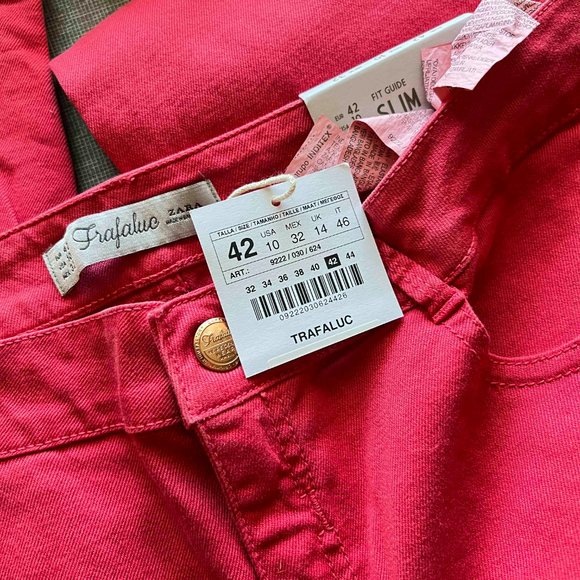 Lot of 2 ZARA TRF Trafaluc Denim Jeans NWT Salmon NWOT Blue US Size 10 - Picture 8 of 16